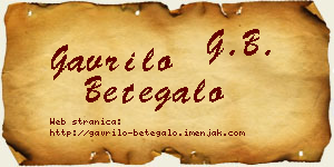Gavrilo Betegalo vizit kartica
